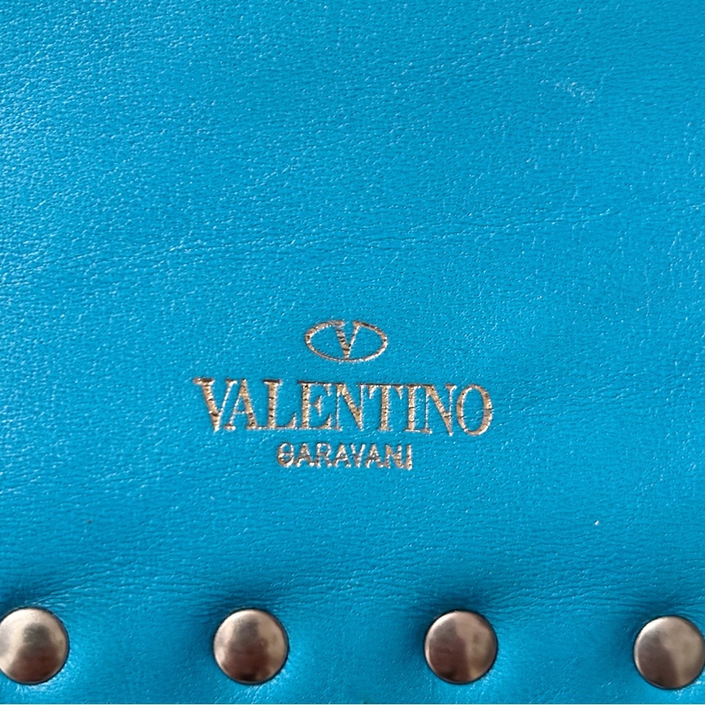 VALENTINO Garavani Rockstud Blue Zip Pouch Bag - Picture 4 of 5